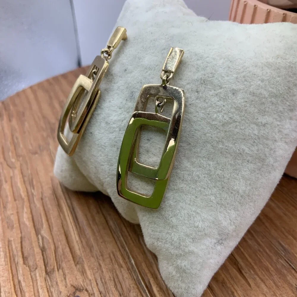 Kenneth Cole New York Gold Tone Rectangle Link Drop Earrings